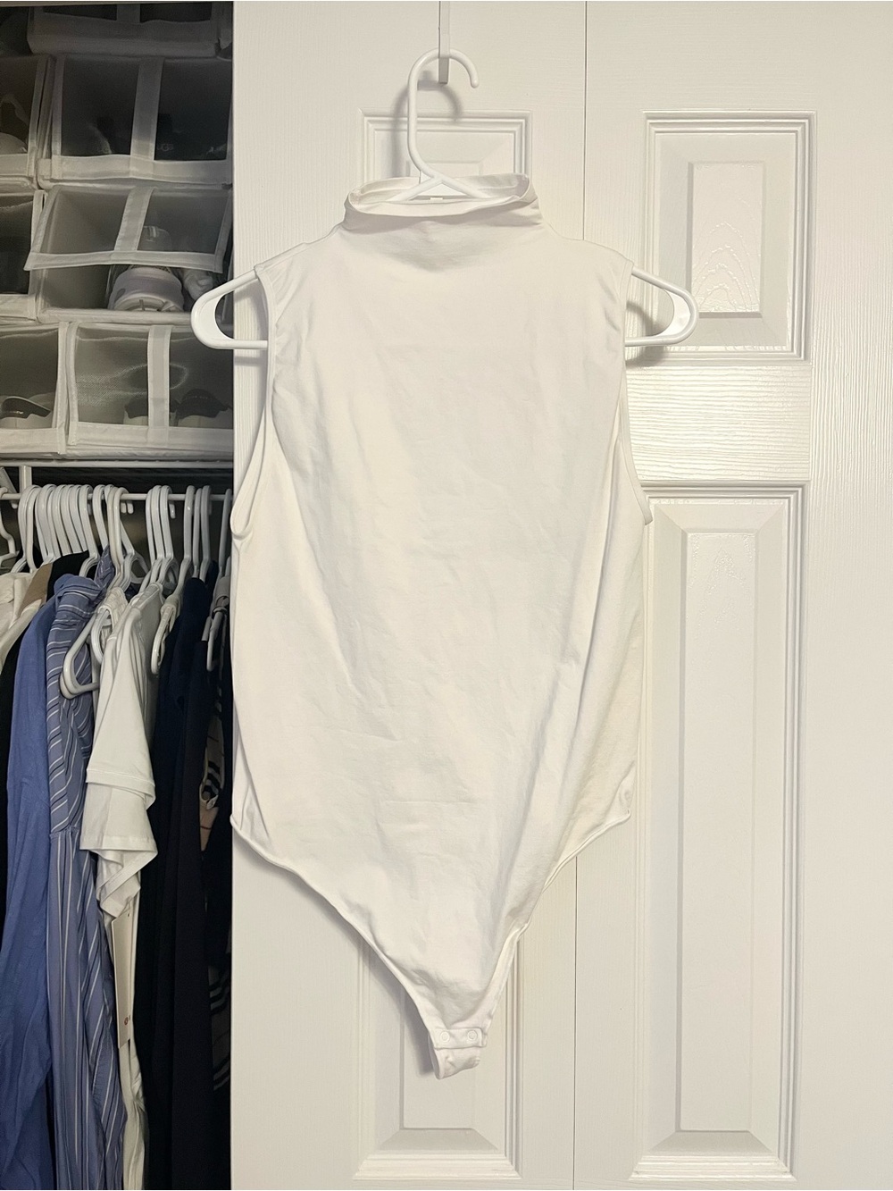Aritzia Babaton White Mock Neck Sleeveless Bodysuit w/ Thong Bottom